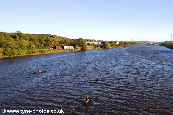 View of the River Tyne from Newburn Bridge looking downstream.