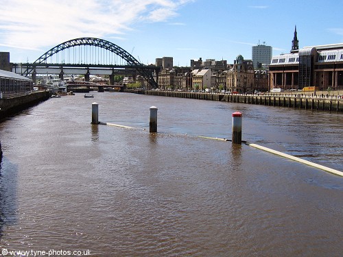 View of Newcastle Quayside and Tyne Bridge from the south side of the Millennium Bridge.