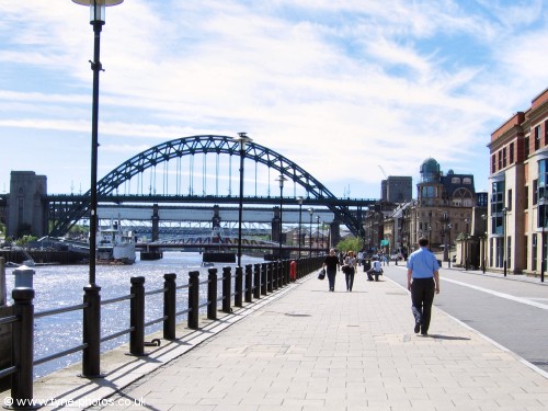 View along the Quayside to the Tyne Bridge.