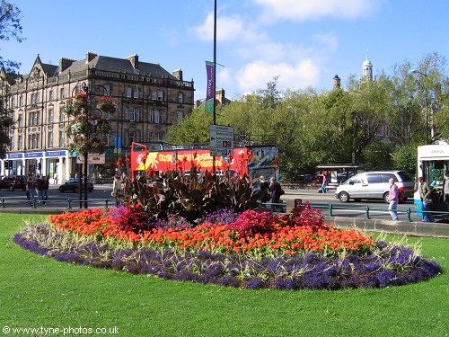 Colourful flower beds.
