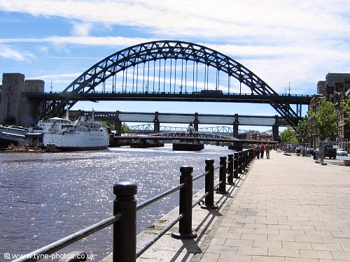 Tyne Bridge seen from Newcastle Quayside.