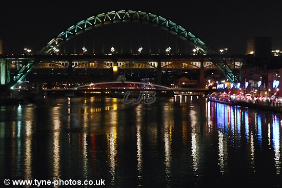 View of the Tyne Bridge seen from the Millennium Bridge.