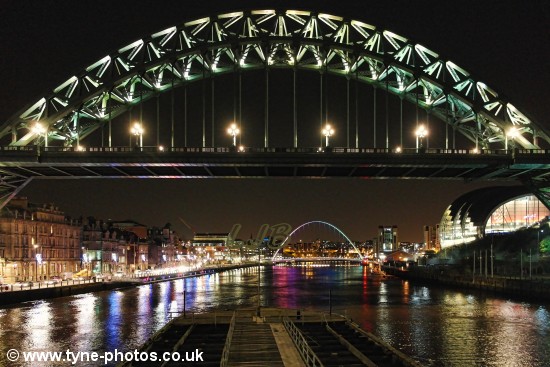 View of the Tyne Bridge seen from the Swing Bridge.