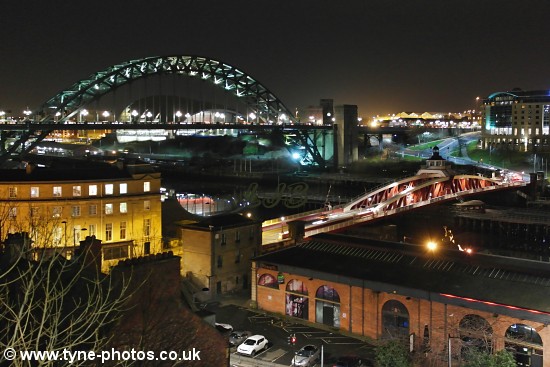 View of Sandhill and the Tyne Bridge seen from the High Level Bridge.