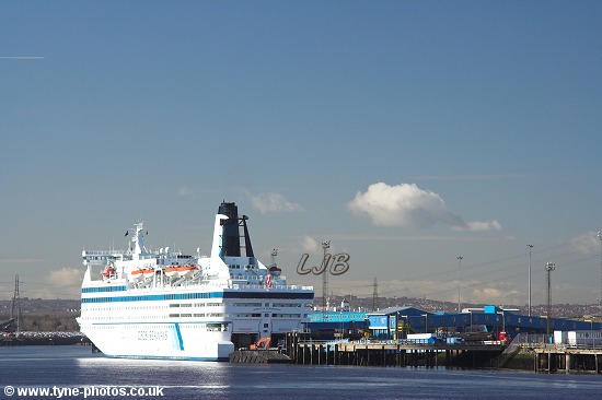 Car and Passenger Ferry, Queen of Scandinavia, berthed at North Shields.