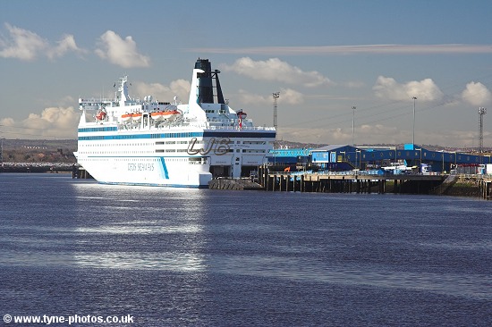 Car and Passenger Ferry - Queen of Scandinavia berthed at North Shields.