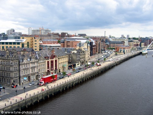 View of the Quayside from the middle of the Tyne Bridge.