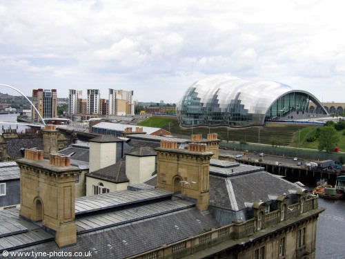View over rooftops towards the The Sage.
