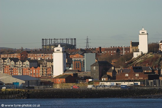 A closer view of North Shields Upper and Lower Lights.