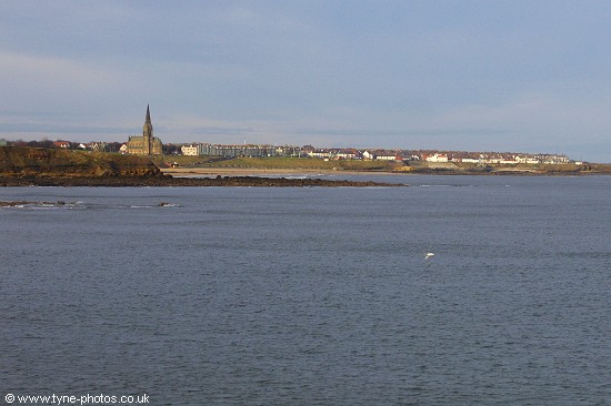 View towards Tynemouth Beach and Cullercoats.