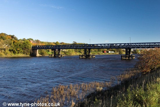 View along the River Tyne to Newburn Bridge.