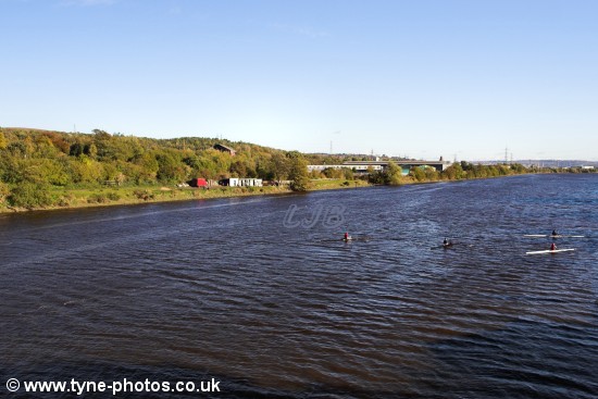 View of the River Tyne from Newburn Bridge looking downstream.