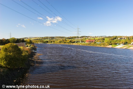 View of the River Tyne from Newburn Bridge looking upstream.