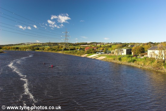 View of the River Tyne from Newburn Bridge looking upstream.