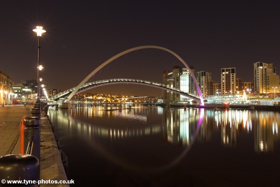 Newcastle to Gateshead Millennium Bridge in open position.
