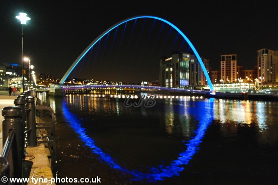 Gateshead Millennium Bridge seen from the Quayside at Newcastle.