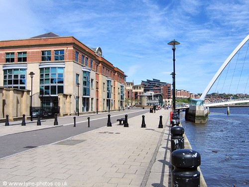 Newcastle Quayside between Tyne Bridge and Millennium Bridge.