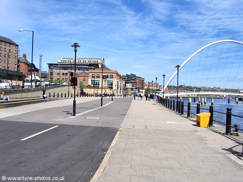 Newcastle Quayside between Tyne Bridge and Millennium Bridge.