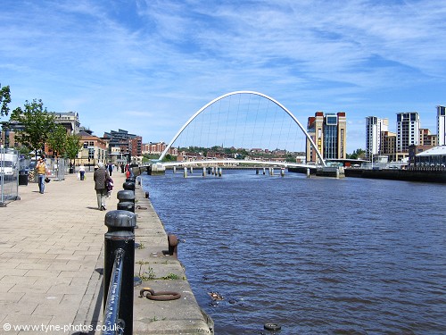 Newcastle Quayside between Tyne Bridge and Millennium Bridge.