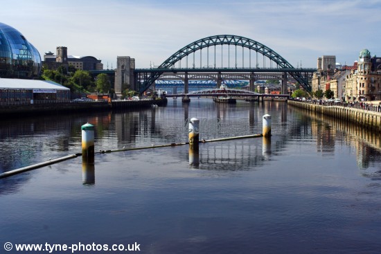 Looking up the River Tyne from the Millennium Bridge.