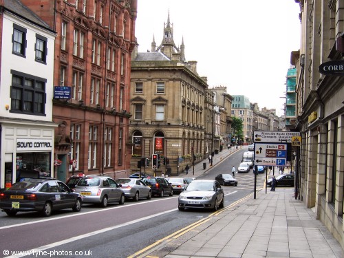 View west along Mosley street from Pilgrim Street.
