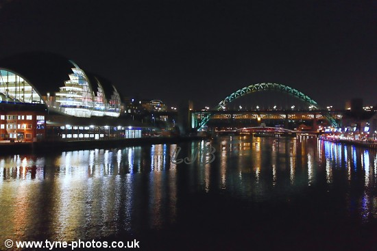 View of the Tyne Bridge seen from the Millennium Bridge.