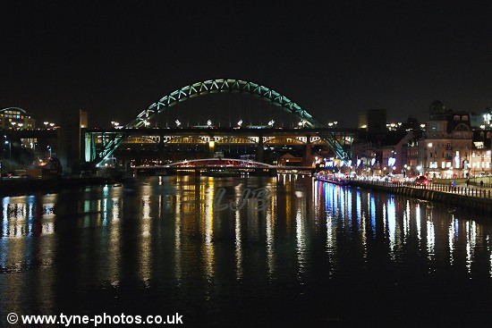 View of the Tyne Bridge seen from the Millennium Bridge.