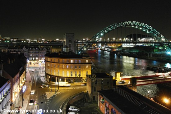 View of Sandhill and the Tyne Bridge seen from the High Level Bridge.