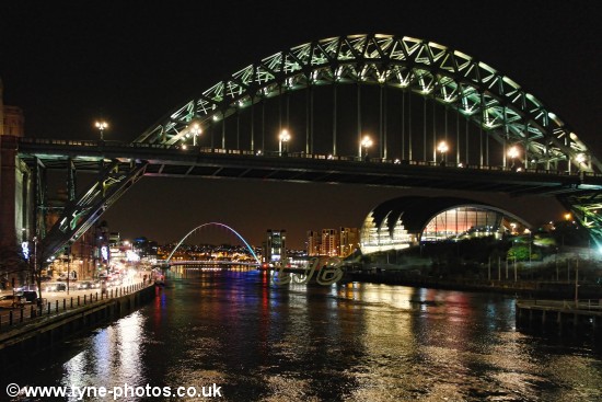 View of the Tyne Bridge seen from the Swing Bridge.