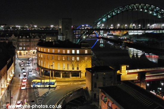 View of Sandhill and the Tyne Bridge seen from the High Level Bridge.
