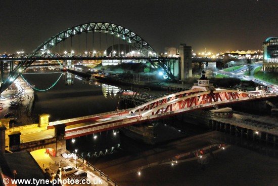 View of Sandhill and the Tyne Bridge seen from the High Level Bridge.