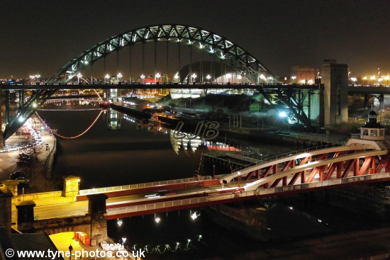 View of Sandhill and the Tyne Bridge seen from the High Level Bridge.