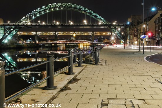 View of the Tyne Bridge seen from the Quayside.
