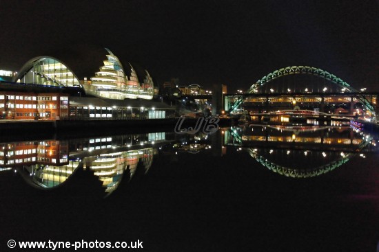 View of the Tyne Bridge seen from the Millennium Bridge.