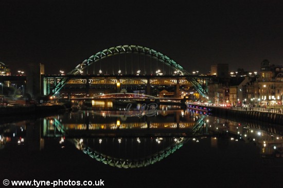 View of the Tyne Bridge seen from the Millennium Bridge.