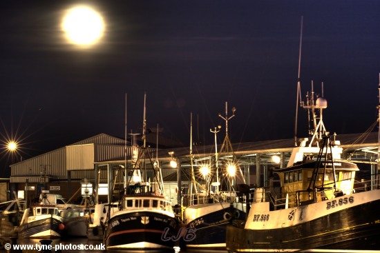 Moonrise at North Shields Fish Quay.