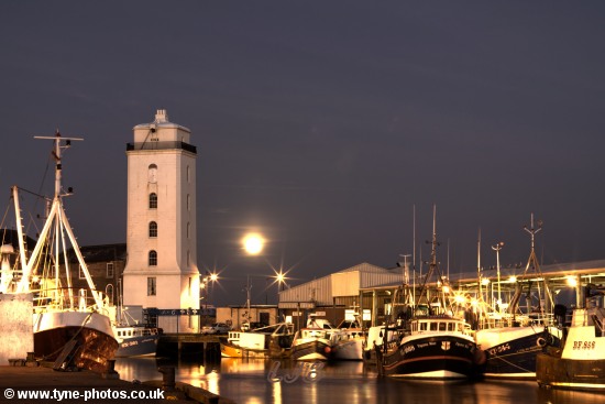 Moonrise at North Shields Fish Quay.