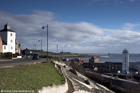 View overlooking the Fish Quay and Lower Light. In the distance - Tynemouth Pier.