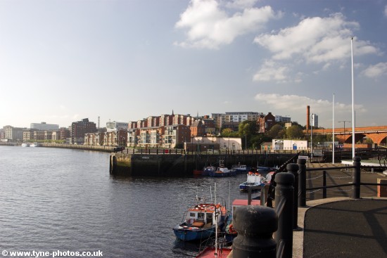 Boats moored where the Ouseburn flows into the River Tyne.