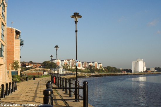 View along the River Tyne where the Ouseburn flows into the river.