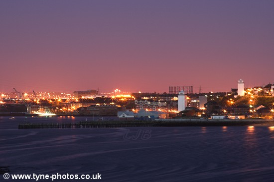 View up the River Tyne before sunrise.