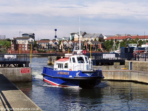 Boat entering lock.