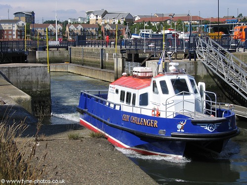 Exiting the lock to the River Tyne.