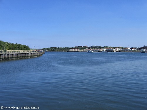 View across the River Tyne from the entrance to Royal Quays Marina.