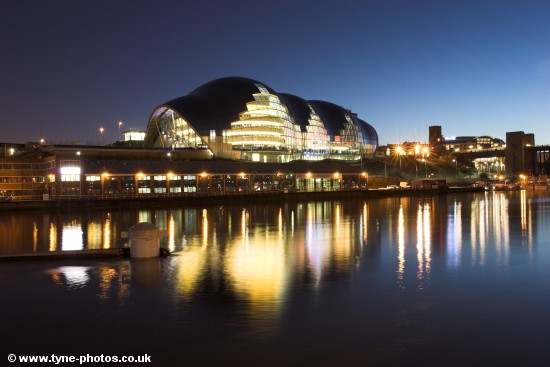 Evening view across the River Tyne to the Sage Gateshead.