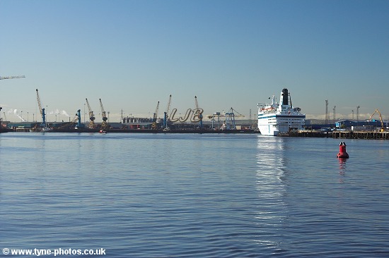 Car and Passenger Ferry, Queen of Scandinavia, berthed at North Shields.