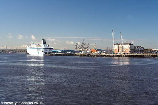 Car and Passenger Ferry, Queen of Scandinavia, berthed at North Shields.