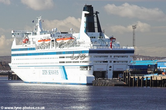 Car and Passenger Ferry - Queen of Scandinavia berthed at North Shields.