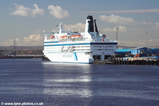 Car and Passenger Ferry - Queen of Scandinavia berthed at North Shields.
