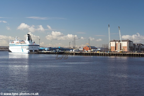 Car and Passenger Ferry, Queen of Scandinavia, berthed at North Shields.